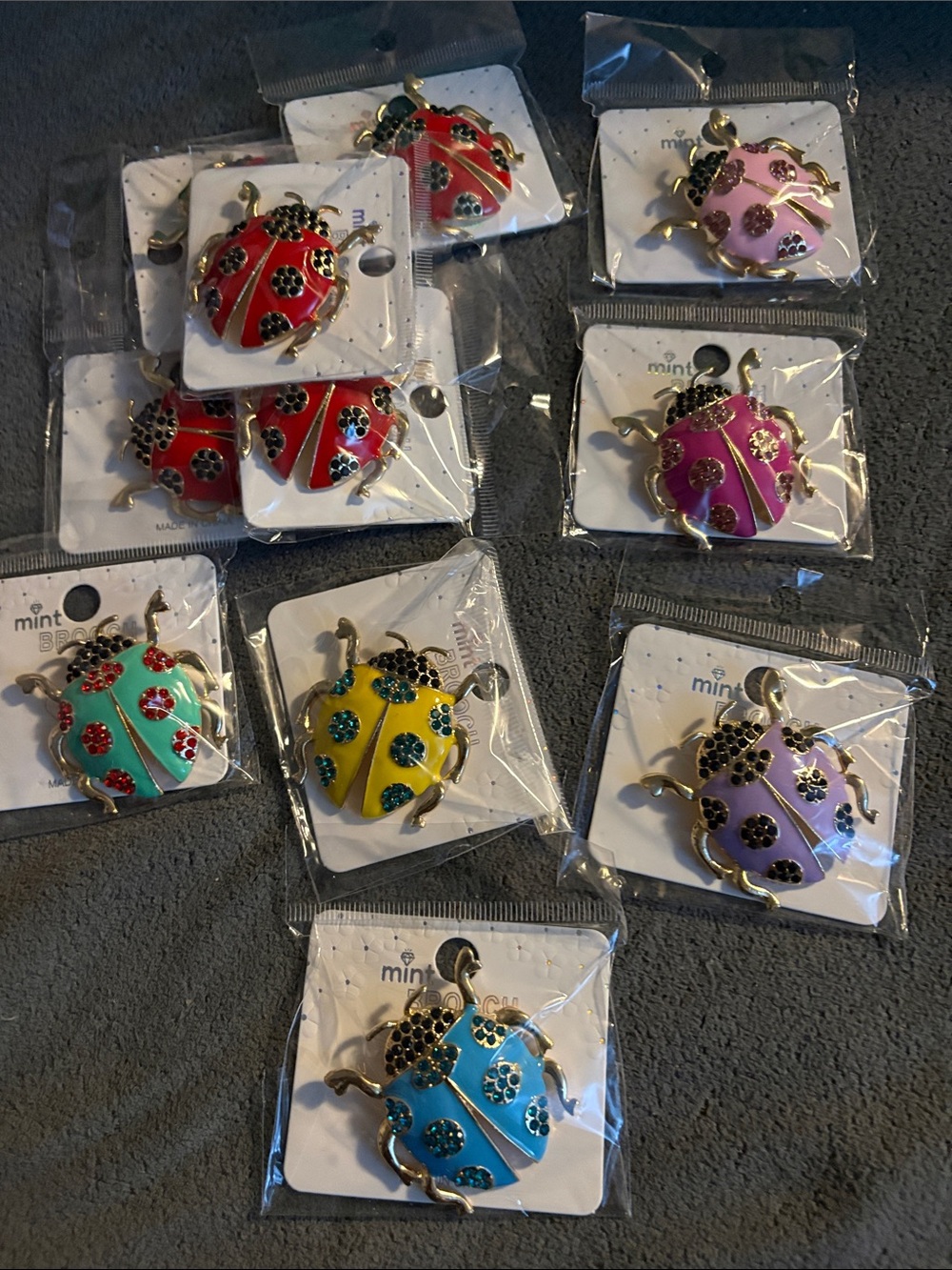 FASHION Assorted Enamel Ladybug Pins - Multiple Colors